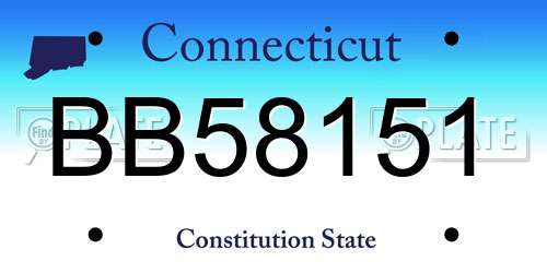 BB58151 Connecticut License Plate