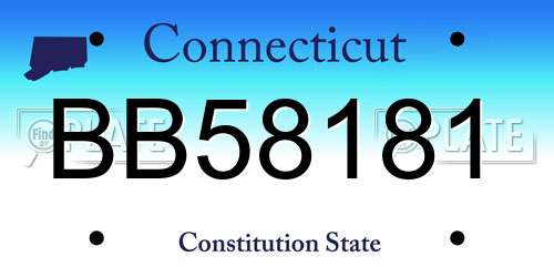 BB58181 Connecticut License Plate