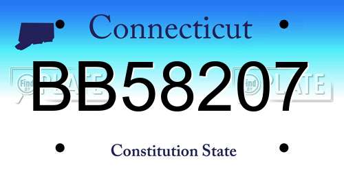 BB58207 Connecticut License Plate