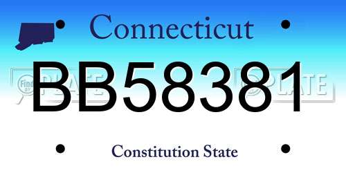 BB58381 Connecticut License Plate
