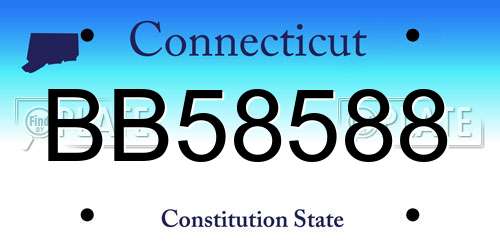 BB58588 Connecticut License Plate