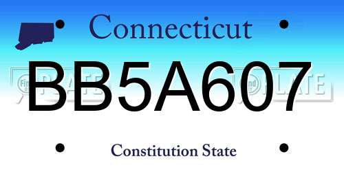BB5A607 Connecticut License Plate