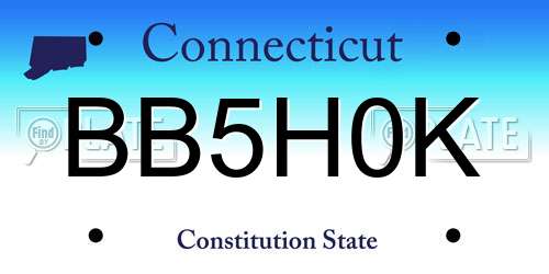 BB5H0K Connecticut License Plate