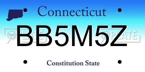 BB5M5Z Connecticut License Plate