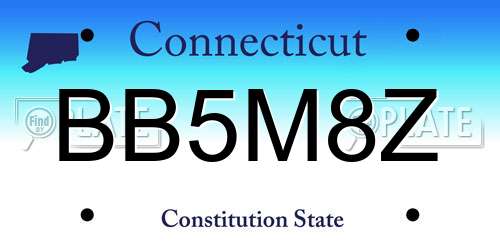 BB5M8Z Connecticut License Plate