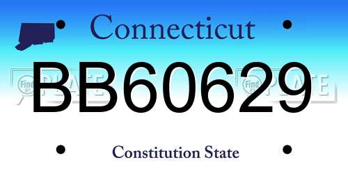 BB60629 Connecticut License Plate