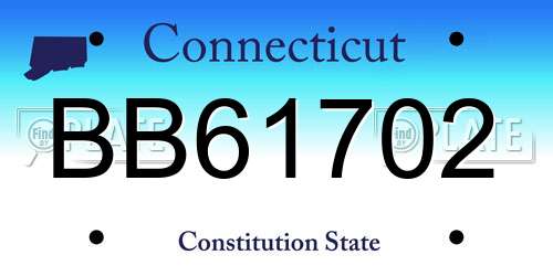 BB61702 Connecticut License Plate