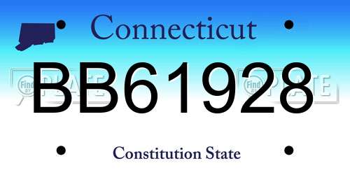 BB61928 Connecticut License Plate