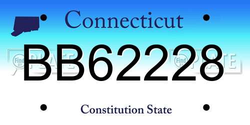 BB62228 Connecticut License Plate
