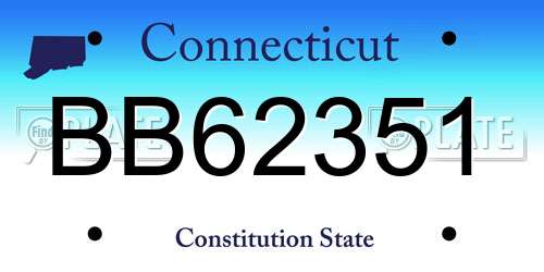 BB62351 Connecticut License Plate
