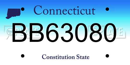 BB63080 Connecticut License Plate