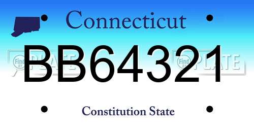 BB64321 Connecticut License Plate