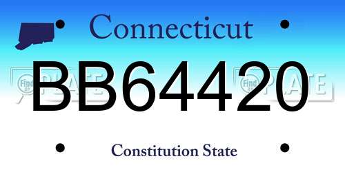 BB64420 Connecticut License Plate