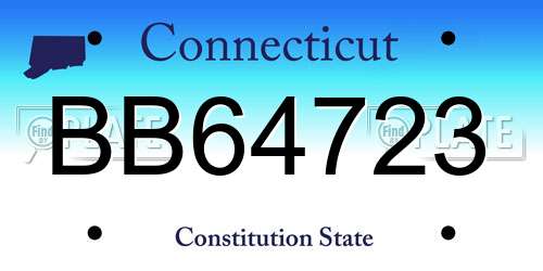 BB64723 Connecticut License Plate