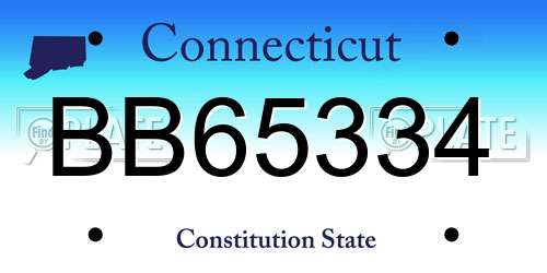 BB65334 Connecticut License Plate