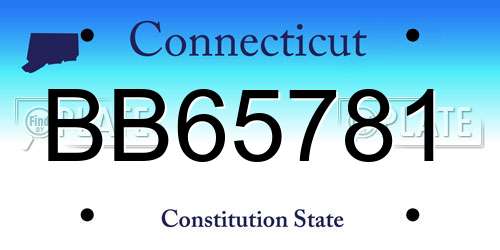 BB65781 Connecticut License Plate
