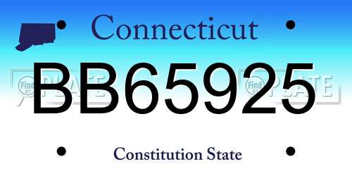 BB65925 Connecticut License Plate