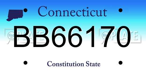 BB66170 Connecticut License Plate