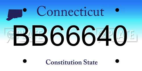 BB66640 Connecticut License Plate