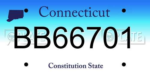 BB66701 Connecticut License Plate