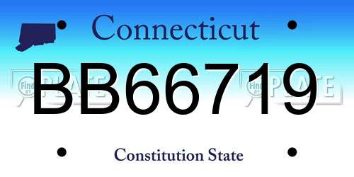 BB66719 Connecticut License Plate