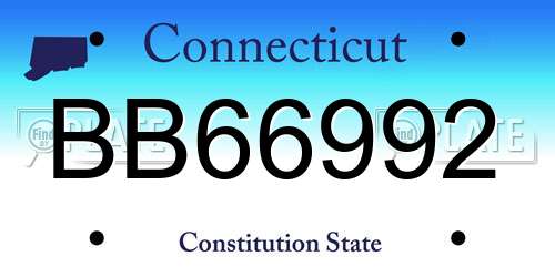 BB66992 Connecticut License Plate