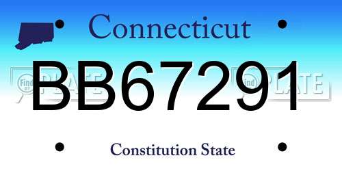 BB67291 Connecticut License Plate