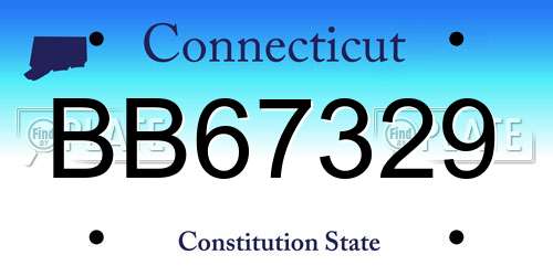 BB67329 Connecticut License Plate
