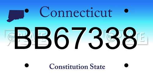 BB67338 Connecticut License Plate