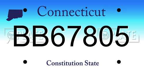 BB67805 Connecticut License Plate