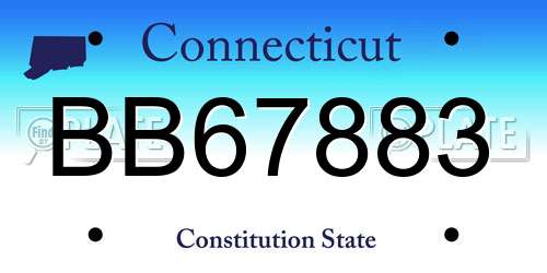 BB67883 Connecticut License Plate