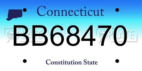 BB68470 Connecticut License Plate
