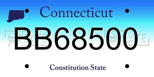 BB68500 Connecticut License Plate