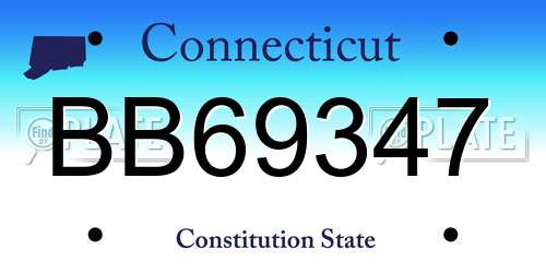 BB69347 Connecticut License Plate