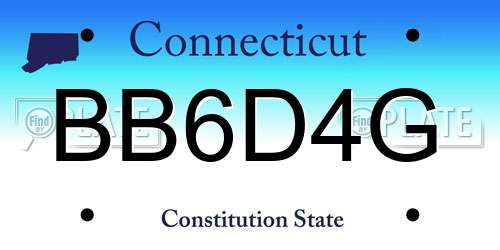 BB6D4G Connecticut License Plate