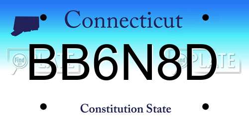 BB6N8D Connecticut License Plate