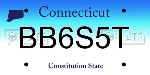 BB6S5T Connecticut License Plate