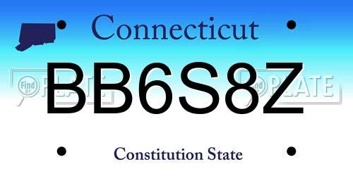 BB6S8Z Connecticut License Plate