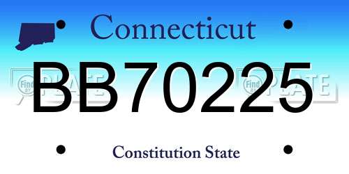 BB70225 Connecticut License Plate