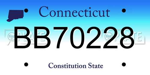 BB70228 Connecticut License Plate