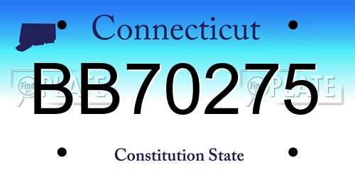 BB70275 Connecticut License Plate