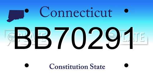 BB70291 Connecticut License Plate