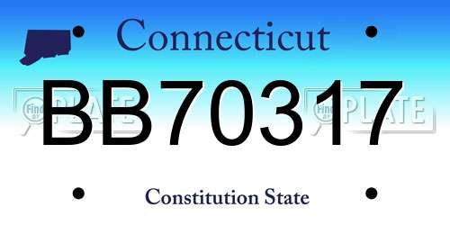 BB70317 Connecticut License Plate