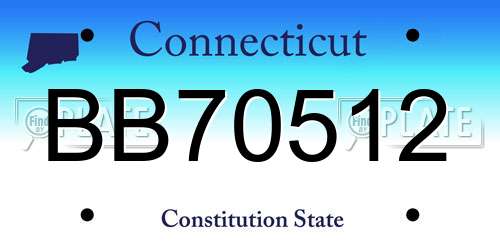 BB70512 Connecticut License Plate