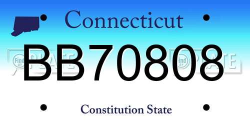 BB70808 Connecticut License Plate