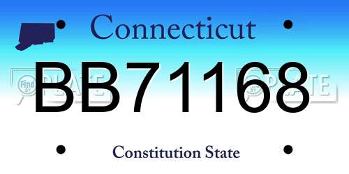 BB71168 Connecticut License Plate