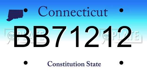 BB71212 Connecticut License Plate