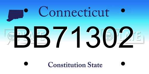 BB71302 Connecticut License Plate