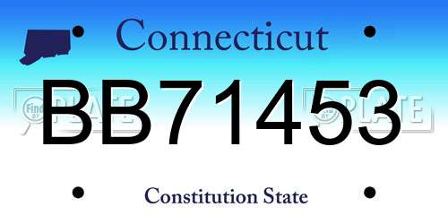 BB71453 Connecticut License Plate