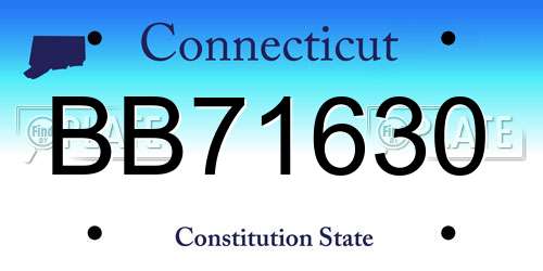 BB71630 Connecticut License Plate